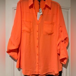 Orange express button-down shirt
